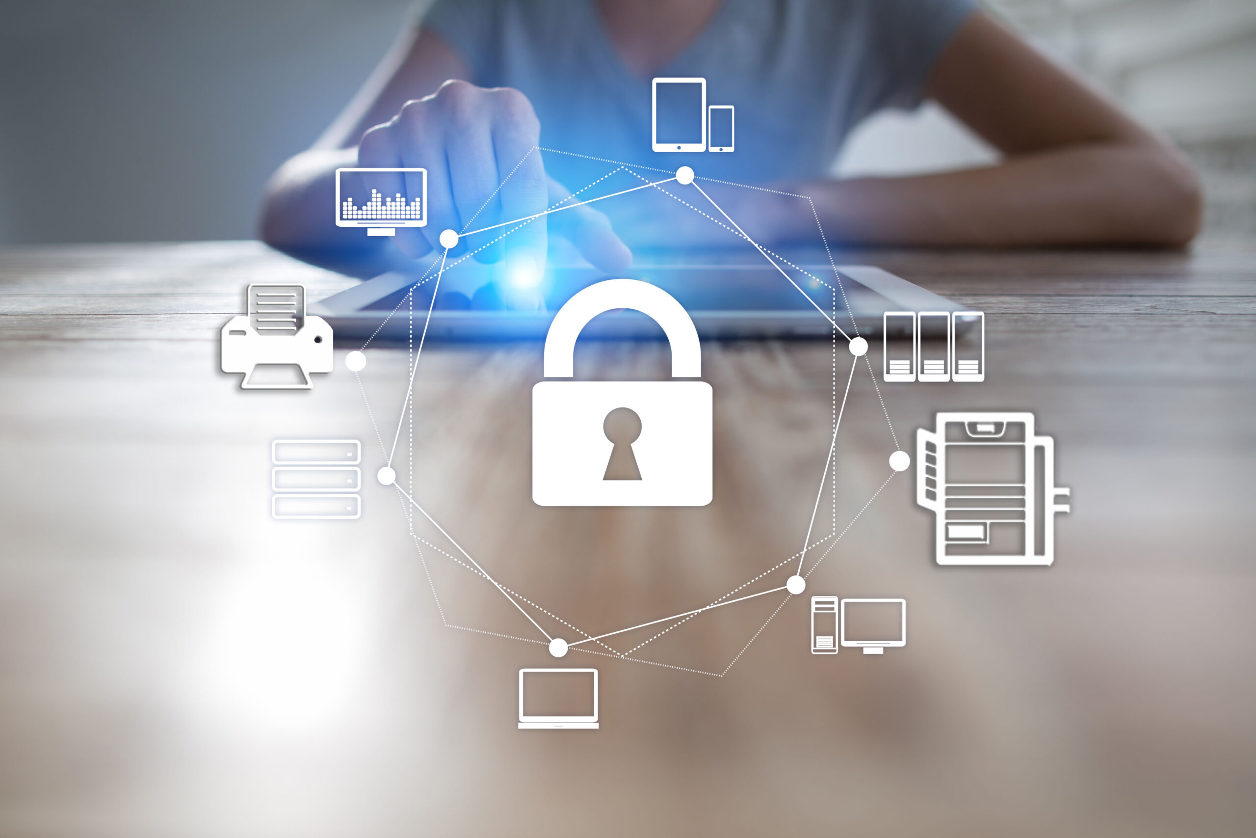 2019 business woman arm photocopier printer on network security image